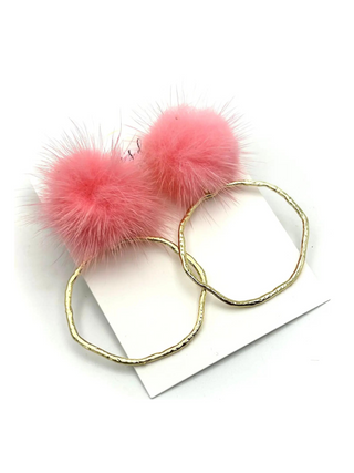 Pink Fur Hoop Earring