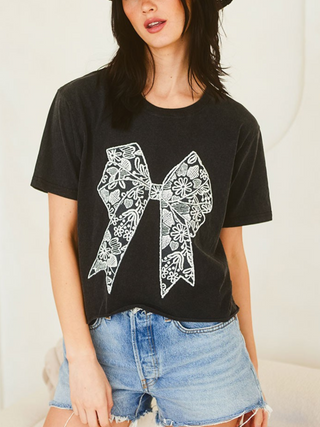 Lace Bow Tee - Black