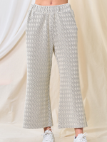 Easy Textured Crop Pant - Cream/Grey