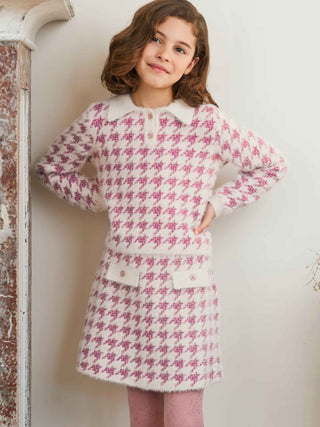 2pc Houndstooth Skirt Set - Girl