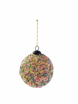 4" Recycled Glass Ball Ornament w/ Sequins