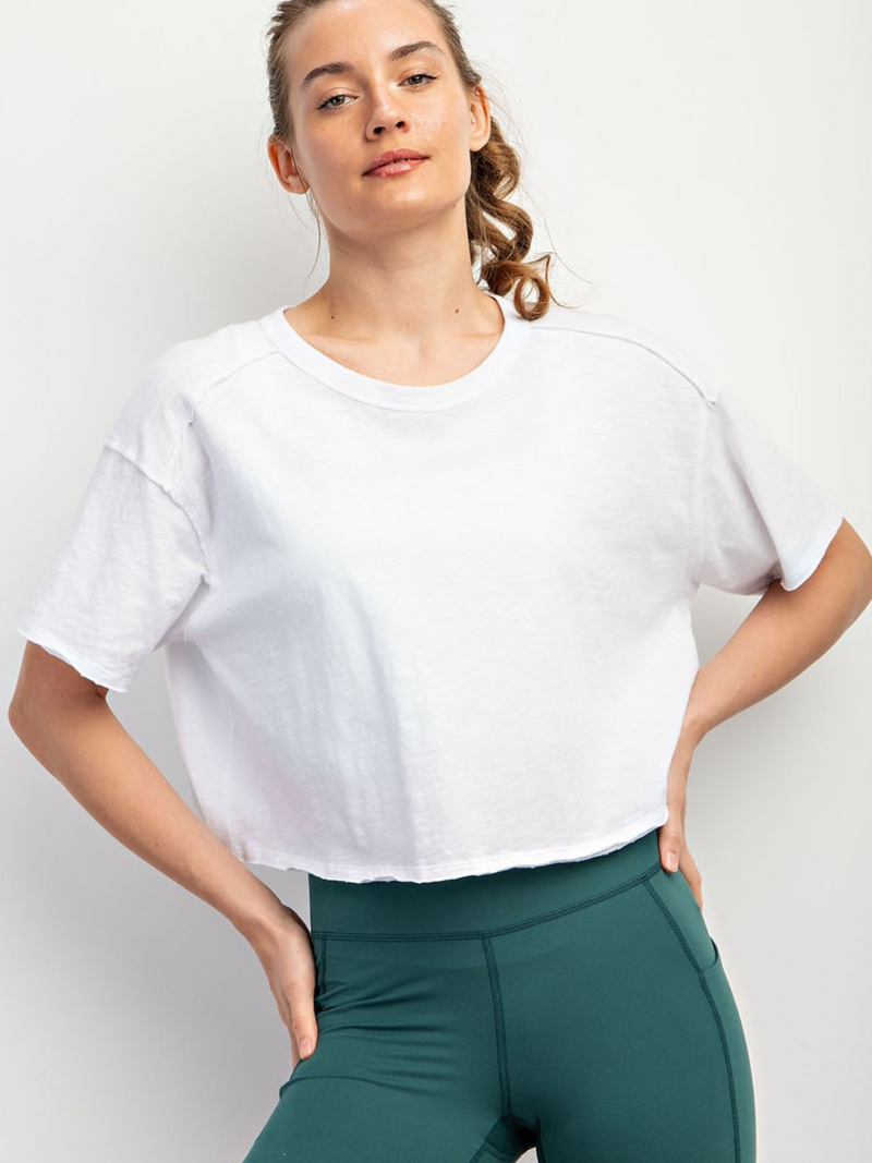 All Day Fave Crop Box Top - White