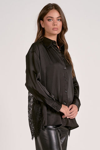 Back Lace Button Down Blouse