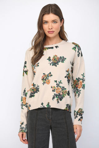 Beige Floral Sweater