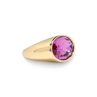 Bezel Oval Ring - Gold/Grape Purple