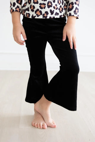 Black Velvet Flare Leggings