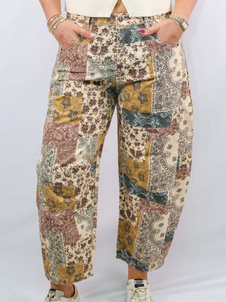 Boho Patchwork Wide Leg Pants