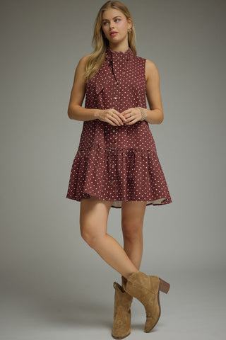Burgundy Tie Neck Dress