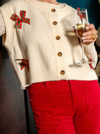 Button Down Vest w/ Ribbon