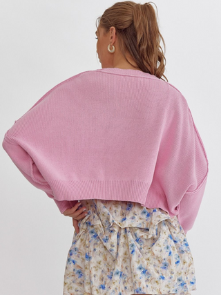 Candy Pink Crop Sweater
