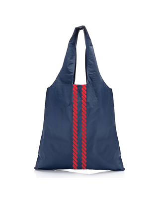 Carryall Tote Bag with Pocket in Nautical Rope Stripes