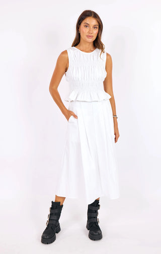 Central Park Ruched Tank White