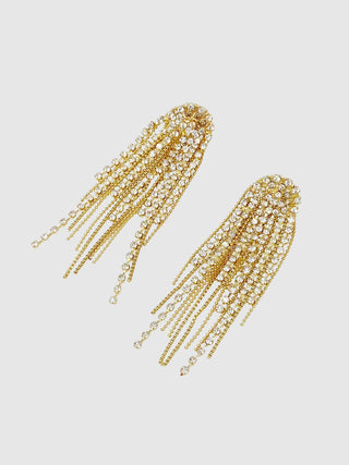 Chain/Shine Fringe Earrings - Gold