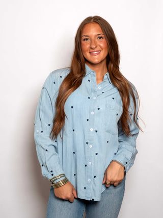 Chambray Hearts Denim Top