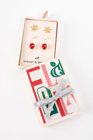 Clara Holiday Earrings - Ruby