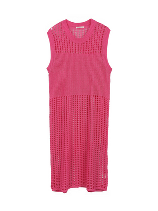 Crochet Long Cover Up - Pink