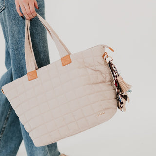 Dreamer Quilted Tote Bag - Tan