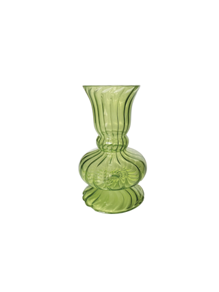 Embossed Glass Vase Green