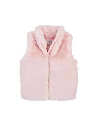 Faux Fur Zip Vest - Pink