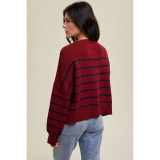 Feeling It Sweater - Wine/Navy