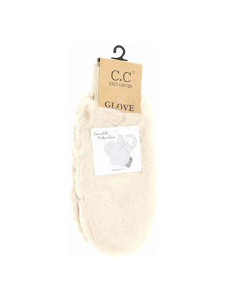 Fur Sherpa Lined Mittens - Beige