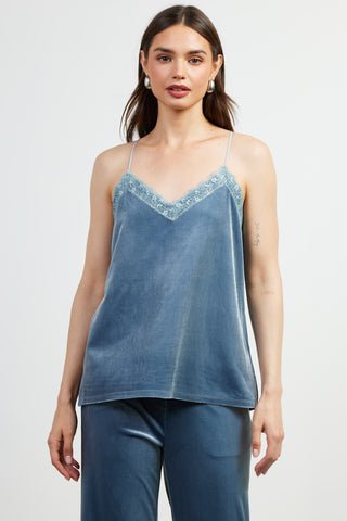 Grand Things Velvet Cami - Dusty Blue