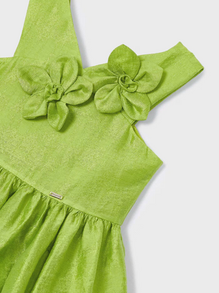Green Embossed Floral Dress - Toddler Girl