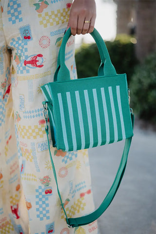 Green Striped Mini Tote