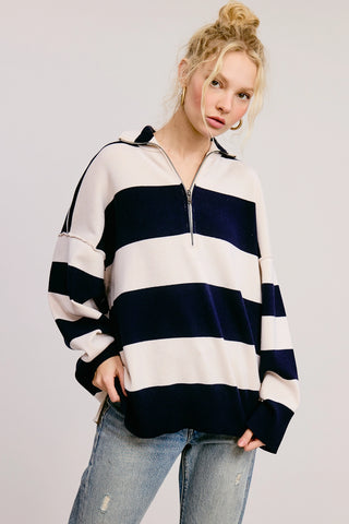 Half Zip Stripe Sweater