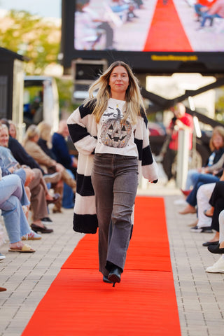 Suki Bubble Duster Cardigan - Black/White