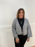 Hi Lo Cable Cardi - Grey