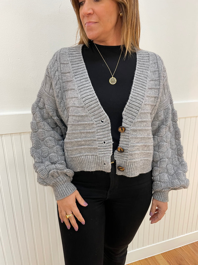 Hi Lo Cable Cardi - Grey