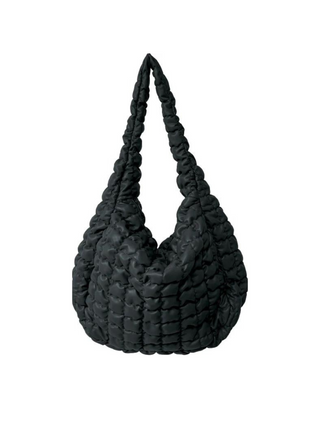 Large Quilted PU Bag - Black