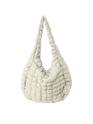 Large Quilted PU Bag - Ivory