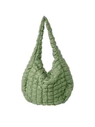Large Quilted PU Bag - Sage