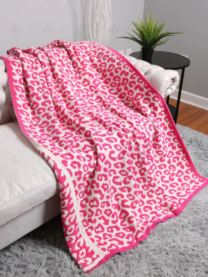 Leopard Throw Blanket - Fuchsia 