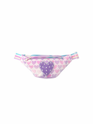 Metallic Heart-Printed Fanny Pack