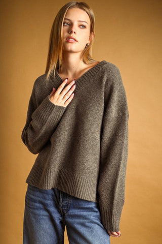 Mocha Long Sleeve Sweater Top