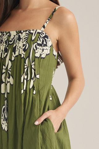 Olivia Olive Pleat Dress