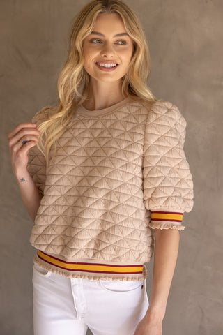 One of a Kind Quilted Top - Taupe