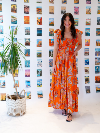 Orange Smocked Bodice Maxi