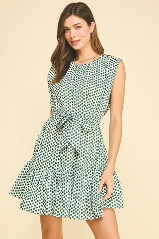 Paulina Polka Dot Green Dress