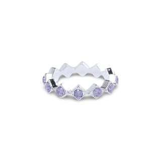 Pave Gem Ring - Silver/Dark Purple