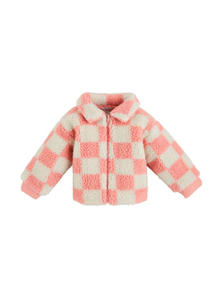 Pink Check Sherpa Jacket