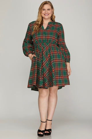 Plaid Tidings Pocket Dress