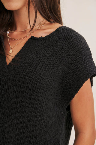 Relaxed Slub Sweater Black