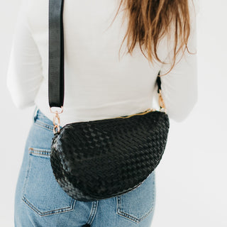 Romee Woven Saddle Bag - Black