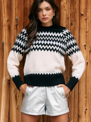 Ski Town Sweater Black-Cream