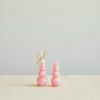 Snowman Shaped Candle - Pink