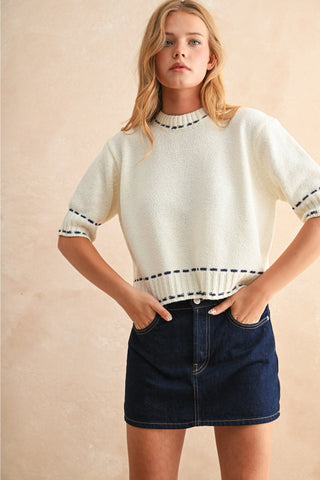 Stitch Effect Detail Top